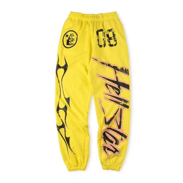 Hellstar Flame Flare Sweatpants Yellow 2024 New